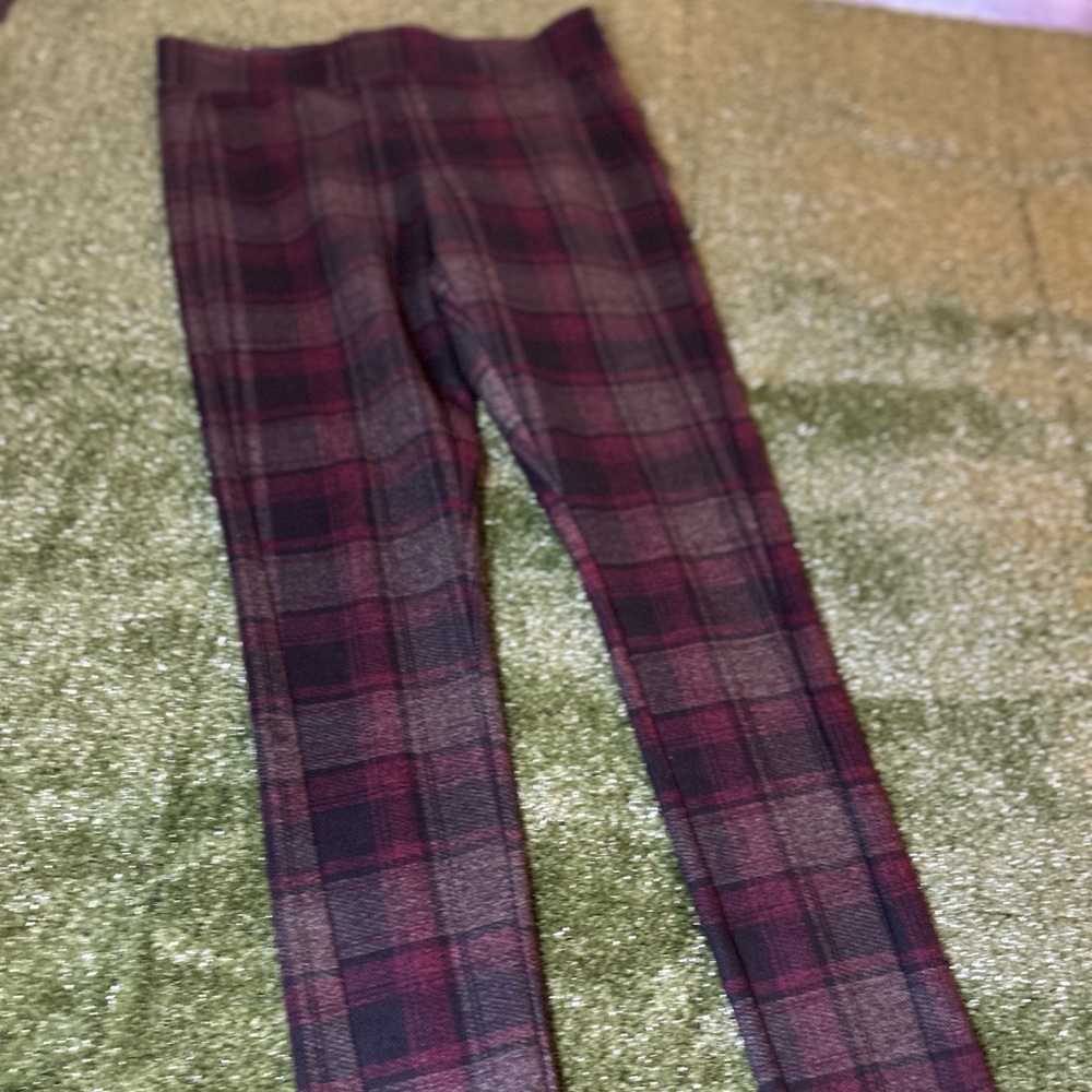 Ann Taylor Plaid Leggings - Purple and Black